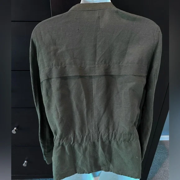 Like New Who What Wear Women's Olive Green Linen Blend Utility Jacket, L - Picture 6 of 9